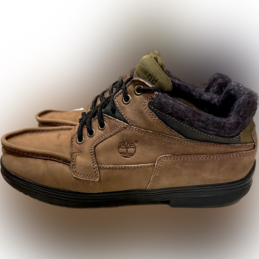 VTG TIMBERLAND LEATHER HIKING SHOES OUTDOOR BROWN BLACK SZ: 10W CASUAL CAMPING